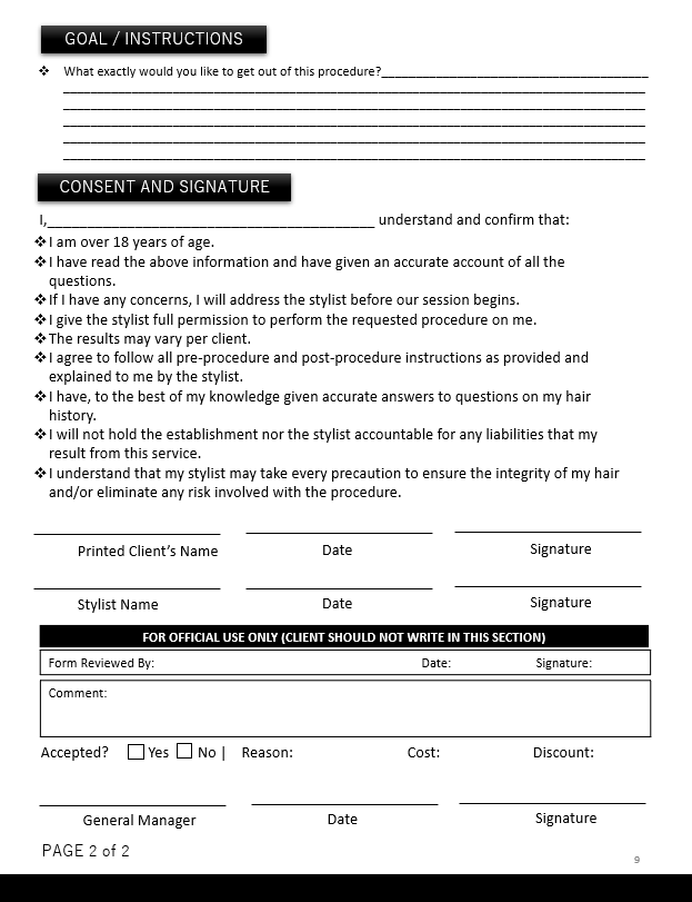 Hair Salon New Client Form Template